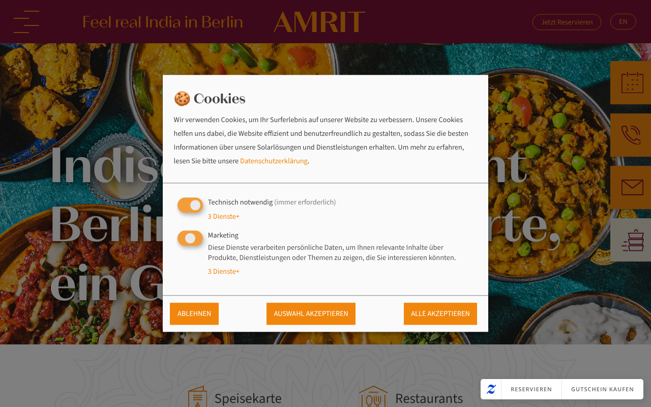 AMRIT - Indisches Restaurant Berlin Mitte screenshot