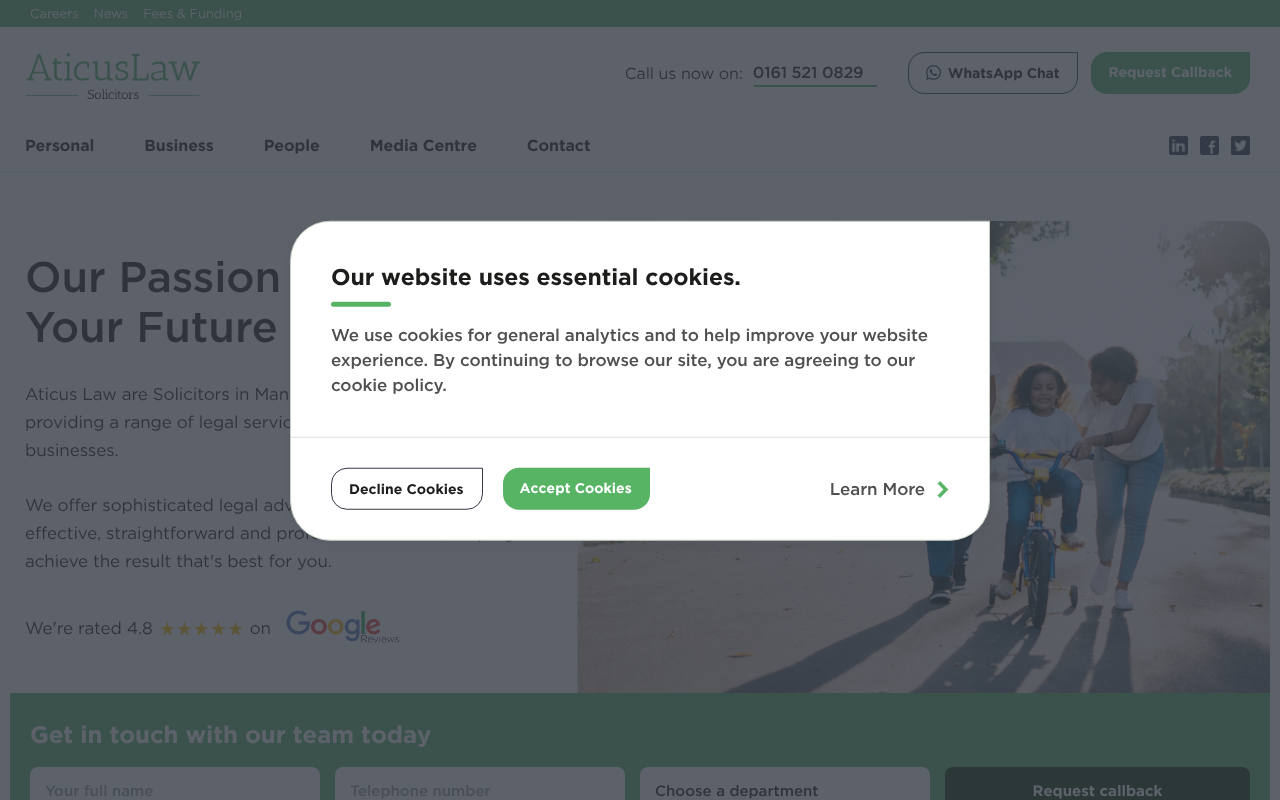 Aticus Law Solicitors screenshot