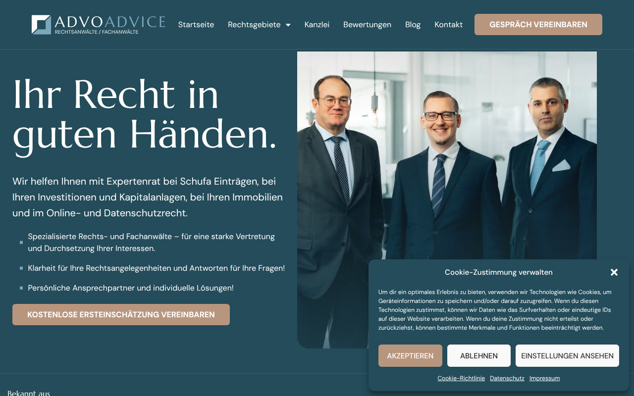 AdvoAdvice Rechtsanwälte mbB screenshot