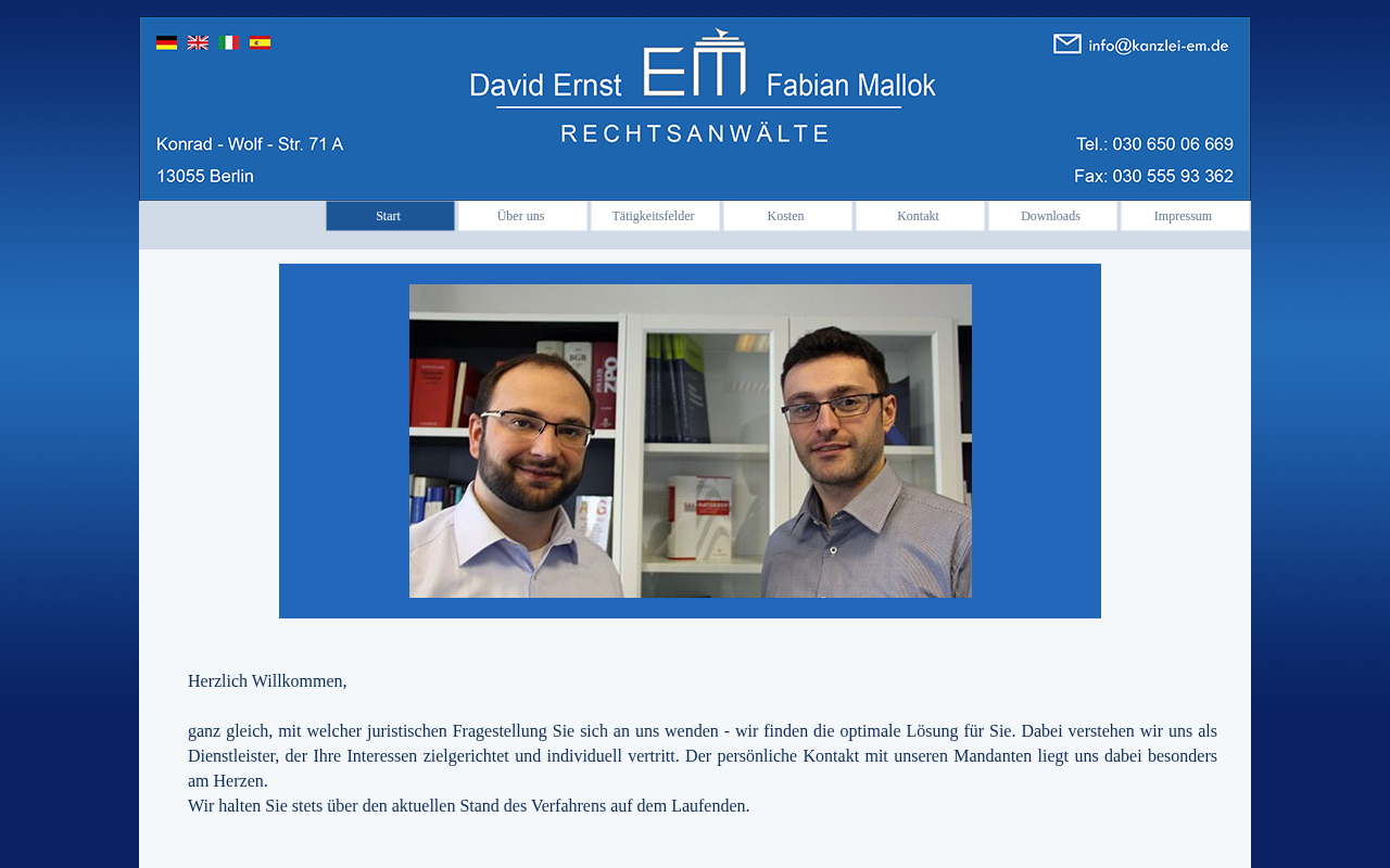 Rechtsanwälte Ernst & Mallok screenshot