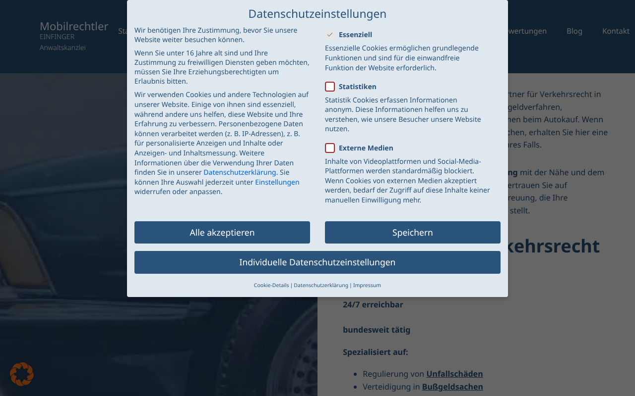 Ihr Anwalt für Verkehrsrecht in Berlin | EINFINGER Anwaltskanzlei | Die Mobilrechtler