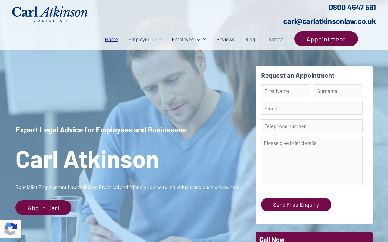Carl Atkinson Specialist Employment Solicitor screenshot