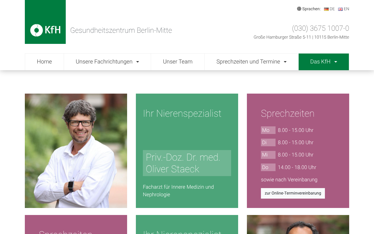 Dr. med. Oliver Staeck - Hausarzt / Innere Medizin / Nephrologie screenshot