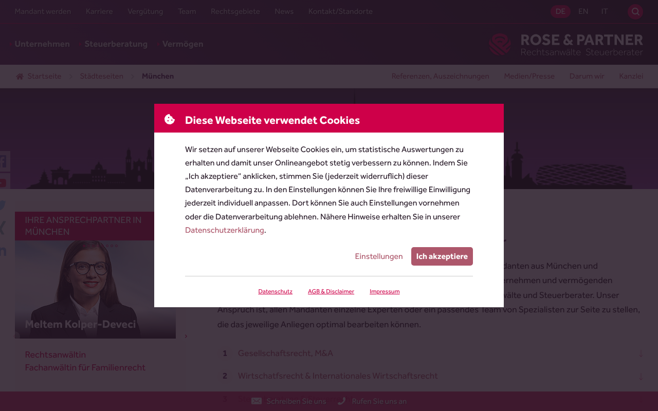 ROSE & PARTNER - Rechtsanwälte Steuerberater screenshot