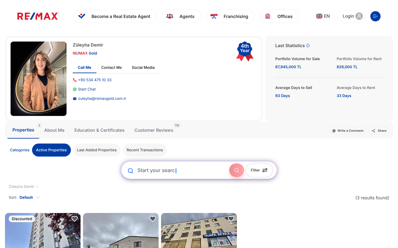 https://www.remax.com.tr/danisman/29748/zuleyha-demir screenshot