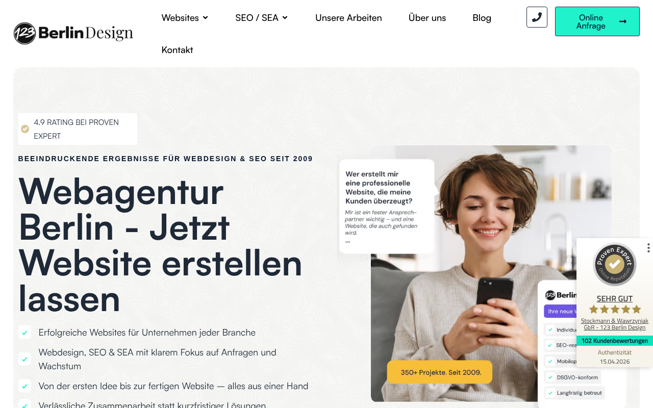 123 Berlin Design ✔ Webdesign & SEO Agentur Berlin screenshot