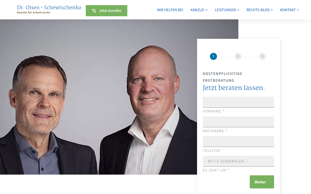 Dr. Olsen Schewtschenko Rechtsanwälte für Arbeitsrecht Partnerschaft mbB screenshot