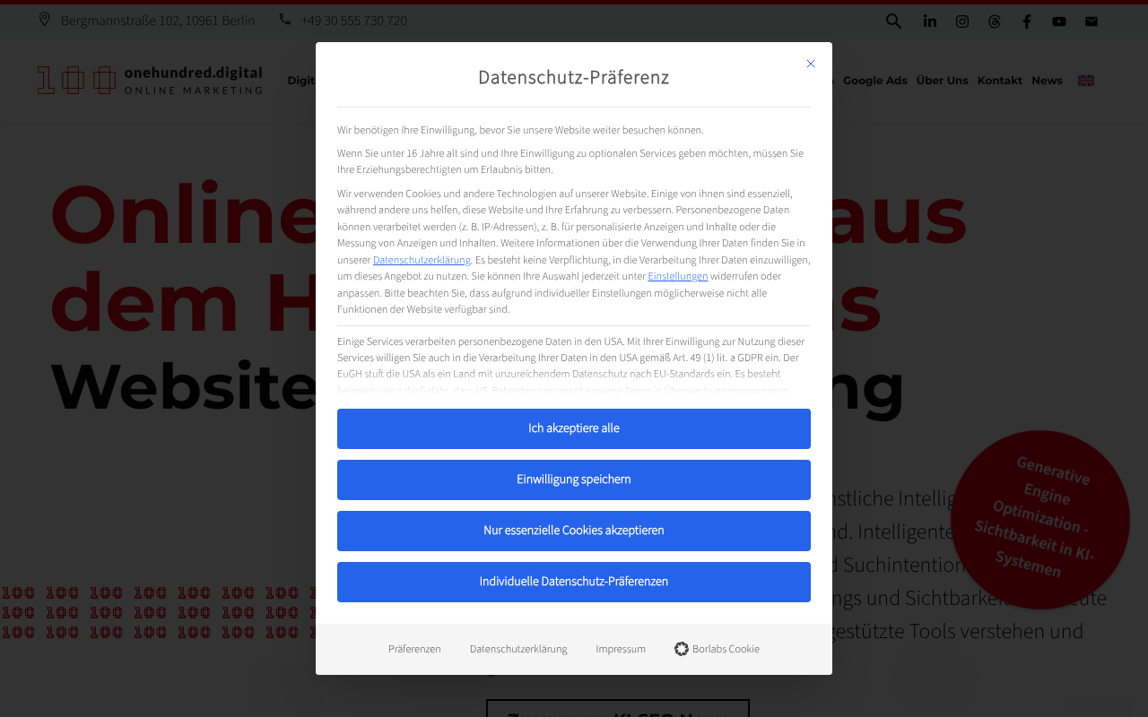 onehundreddigital GmbH screenshot