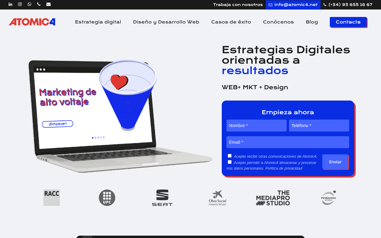 Atomic4 | Agencia de Marketing Digital y Desarrollo Web screenshot