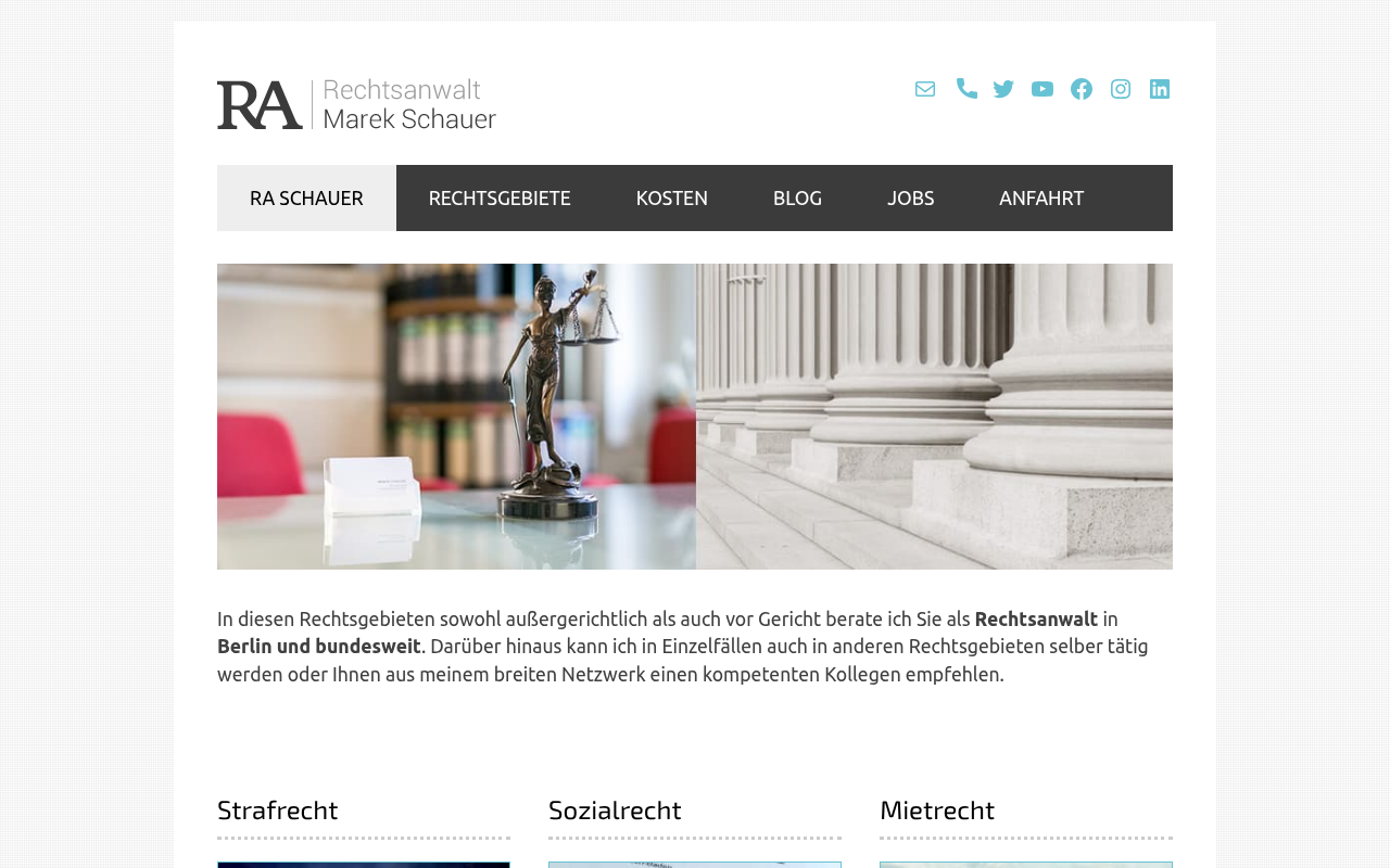 Rechtsanwalt Marek Schauer Kanzlei für Strafrecht, Mietrecht, Sozialrecht und Ausbildungsrecht screenshot