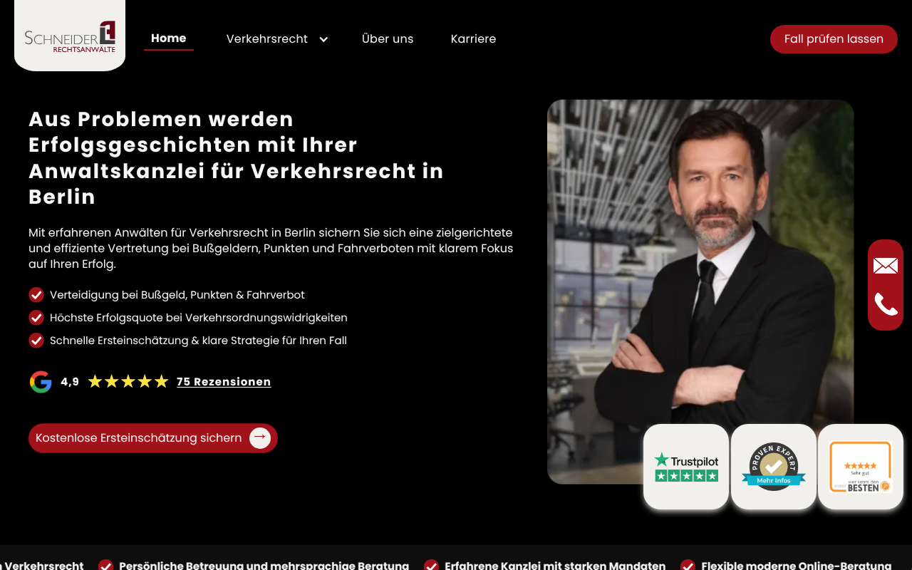 Anwalt Verkehrsrecht Berlin | Anwaltskanzlei Schneider Rechtsanwälte screenshot