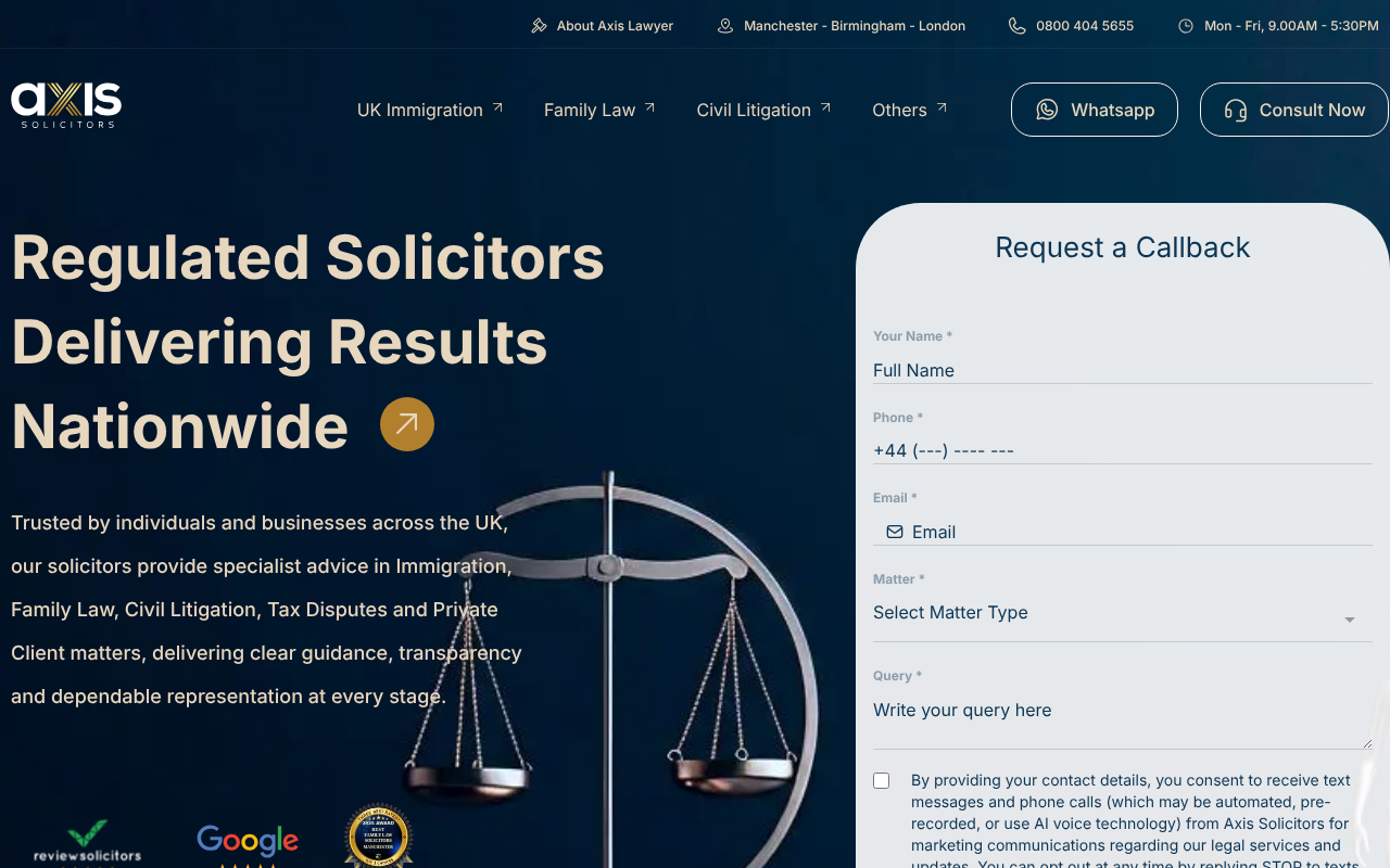 Axis Solicitors Limited screenshot
