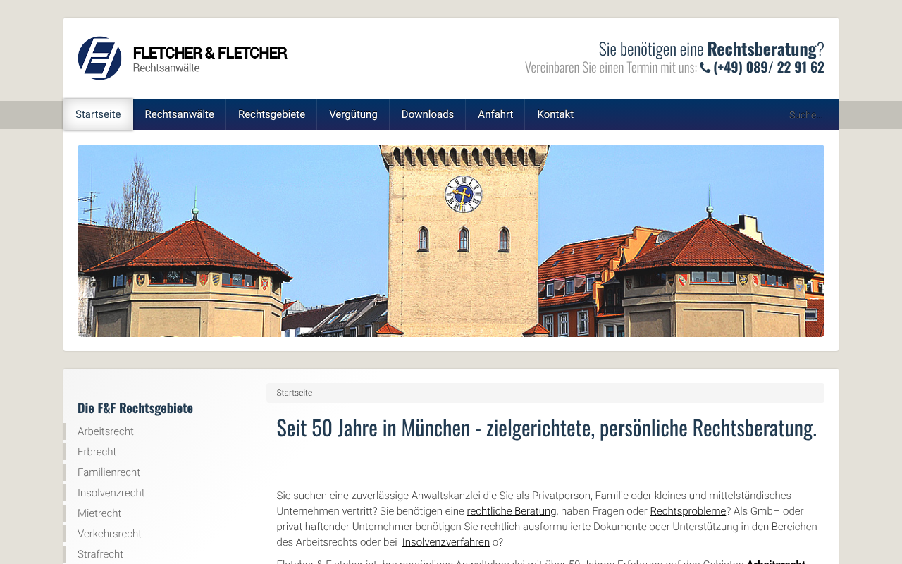 Rechtsanwälte Fletcher & Fletcher screenshot