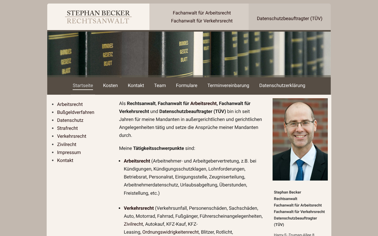 Rechtsanwalt Stephan Becker screenshot