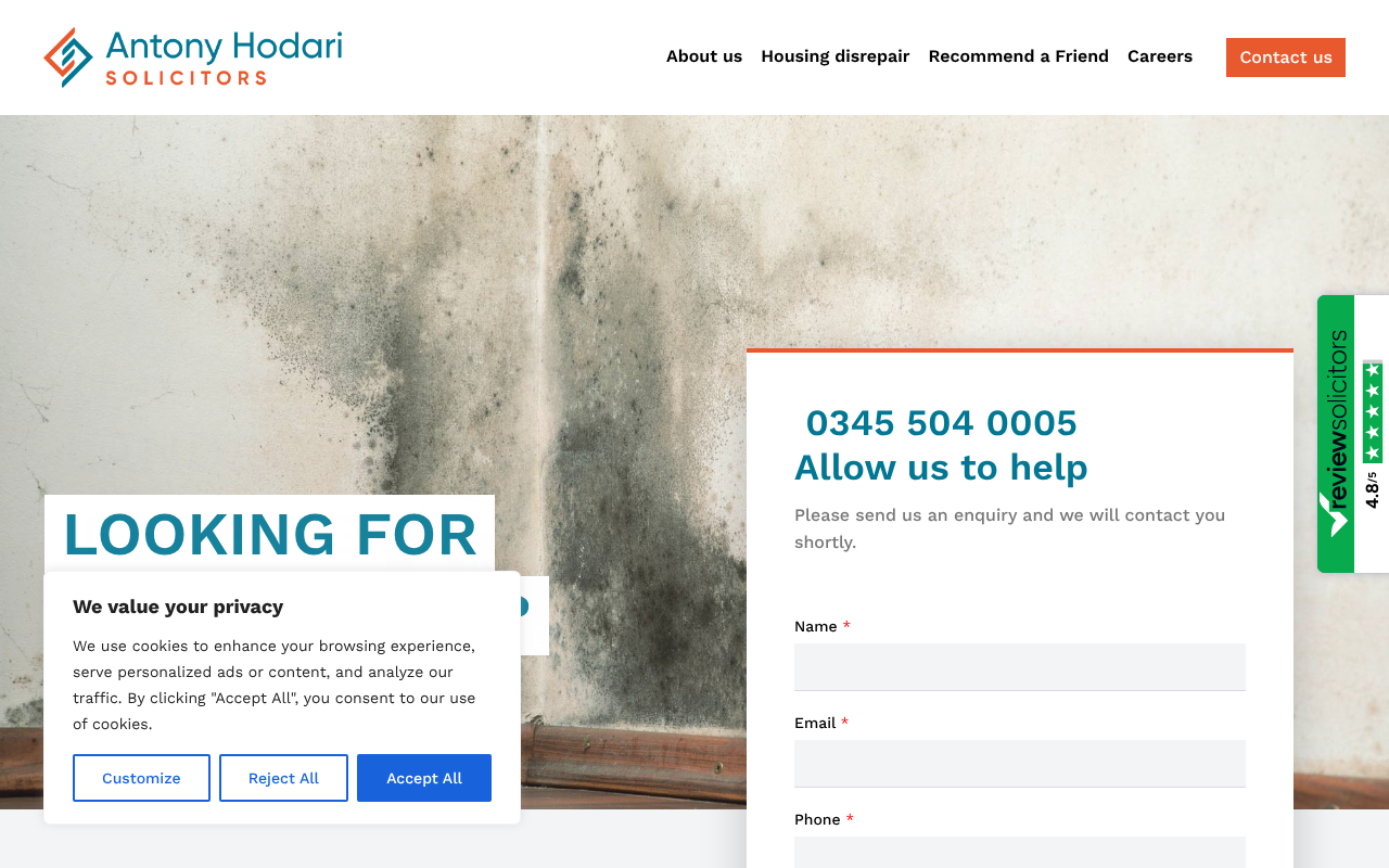 Antony Hodari Solicitors screenshot
