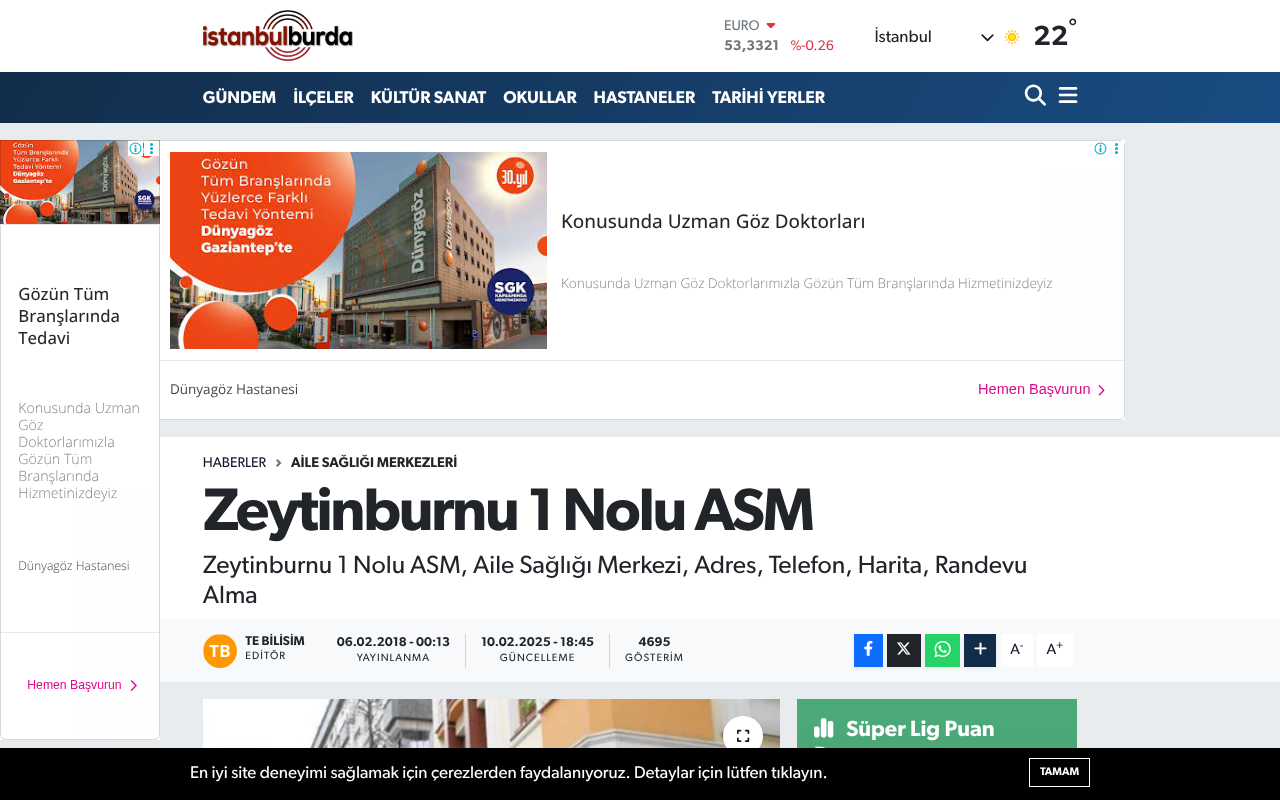 Zeytinburnu 1 No’lu Aile Sağlığı Merkezi screenshot