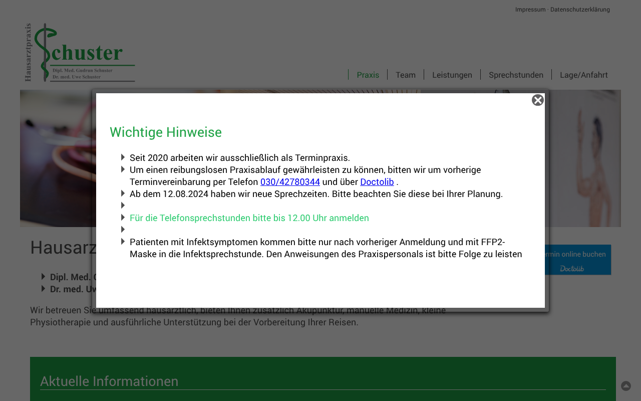 Hausarztpraxis Schuster - Dipl. Med. G. Schuster & Dr. med. U. Schuster — Web Directory