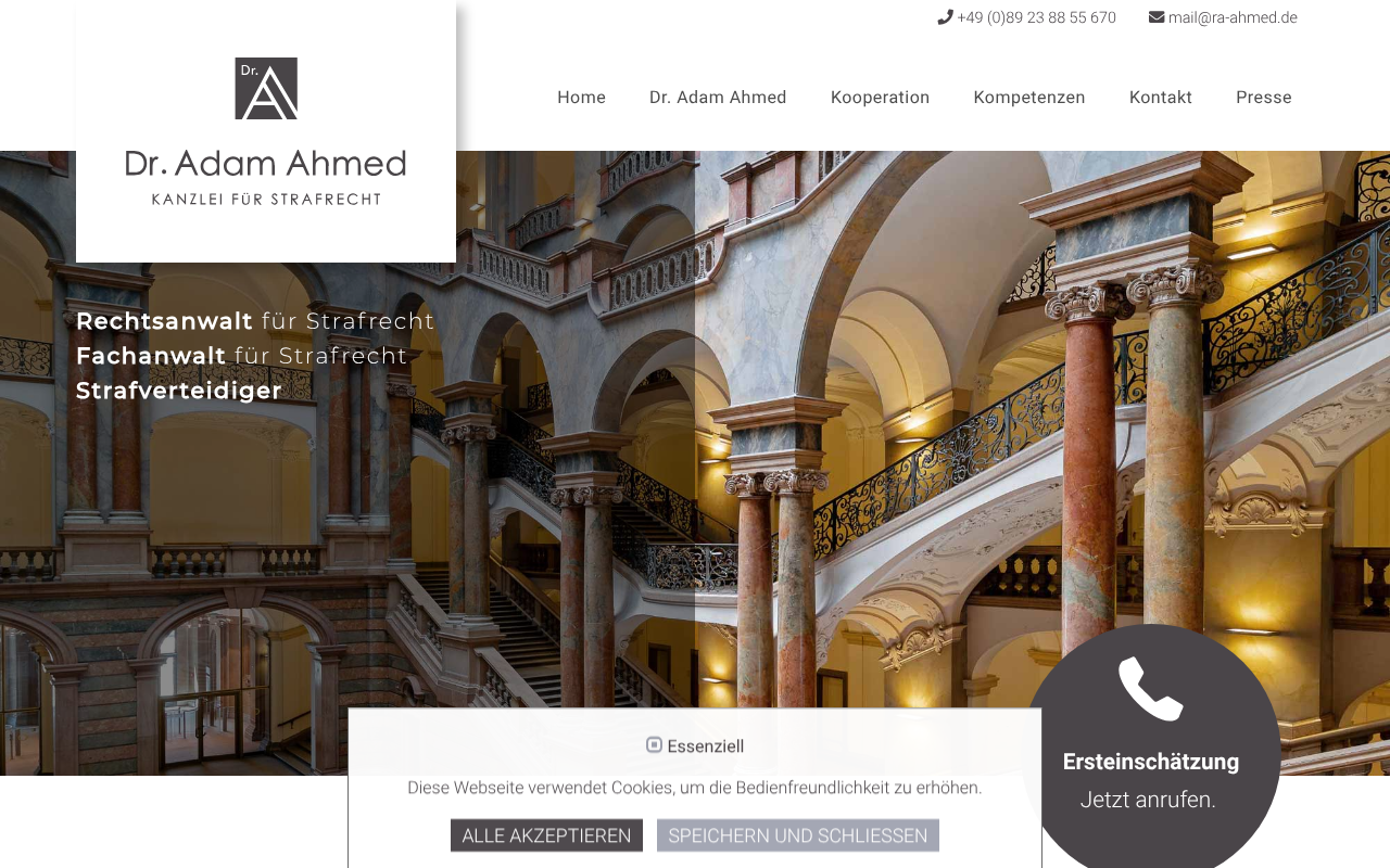 Dr. Adam Ahmed - Kanzlei für Strafrecht screenshot