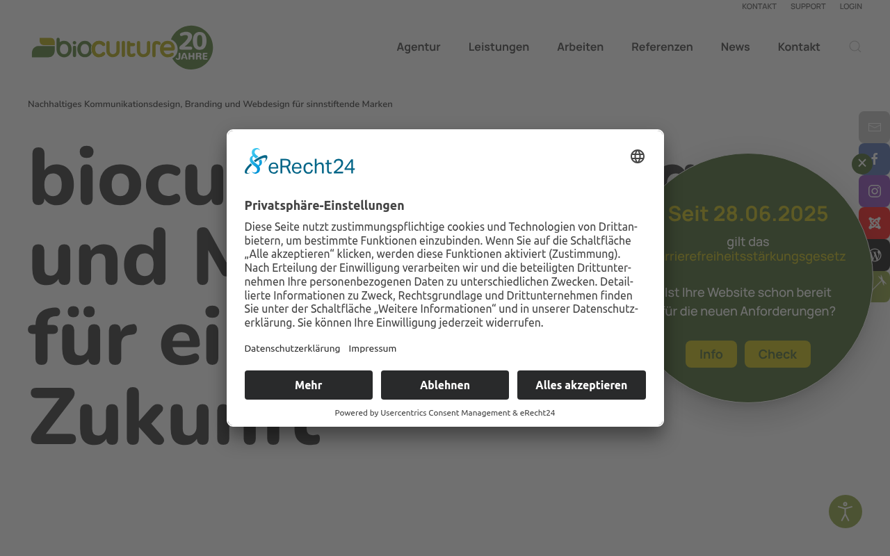 bioculture GmbH | Designagentur München screenshot