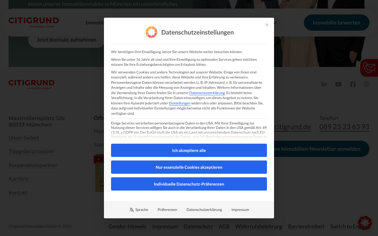 CITIGRUND Immobilien GmbH screenshot
