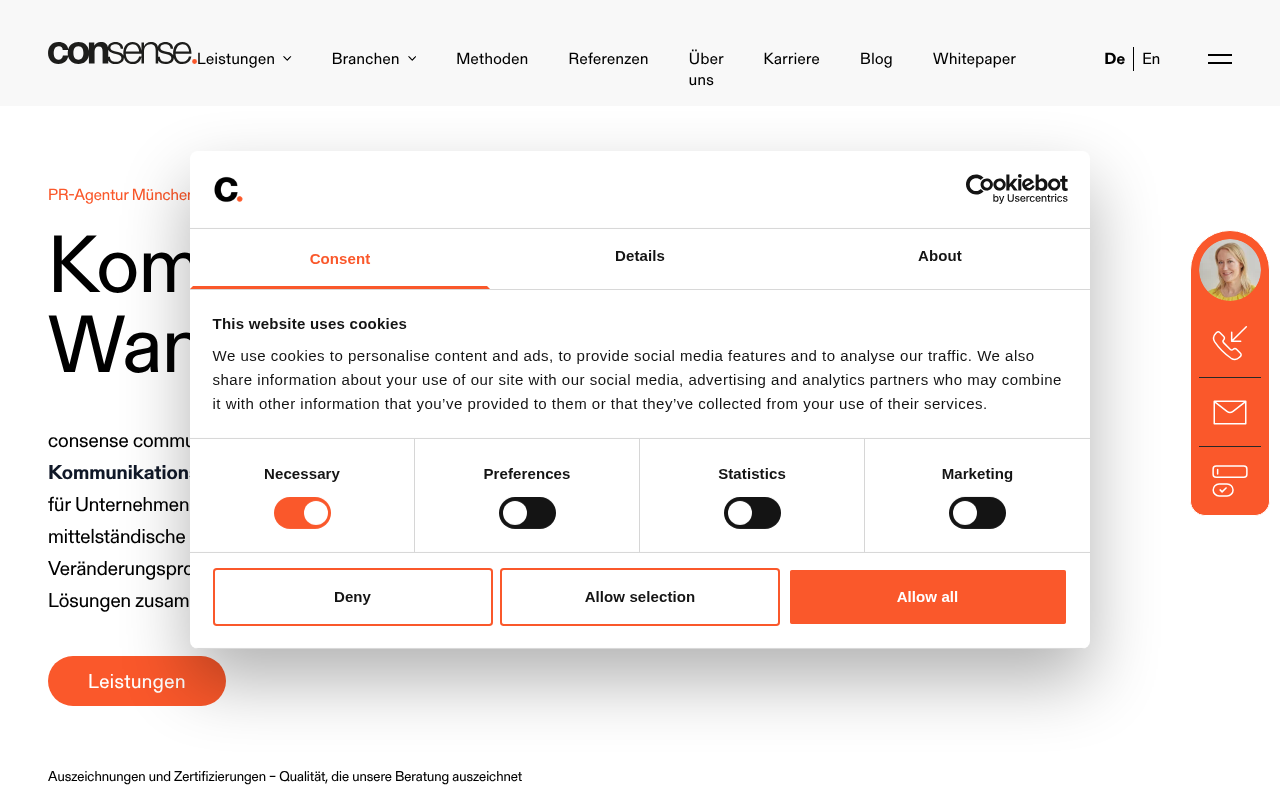 consense communications GmbH (GPRA) | PR-Agentur München screenshot