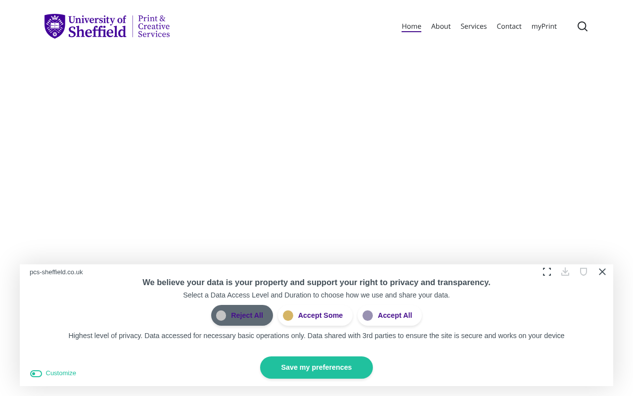 Print & Creative Services, University of Sheffield screenshot