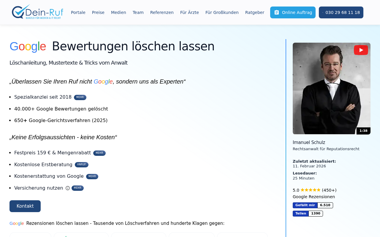 Dein-Ruf | Kanzlei für Reputationsrecht - Rechtsanwalt Imanuel Schulz screenshot