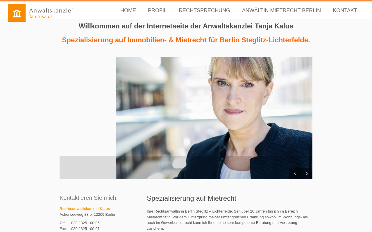 Rechtsanwältin Tanja Kalus - Mietrecht - Berlin - Lichterfelde - Steglitz screenshot