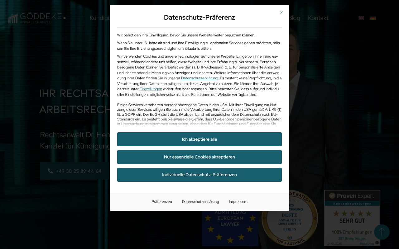 Dr. Henrik Göddeke lawyer for labor law screenshot