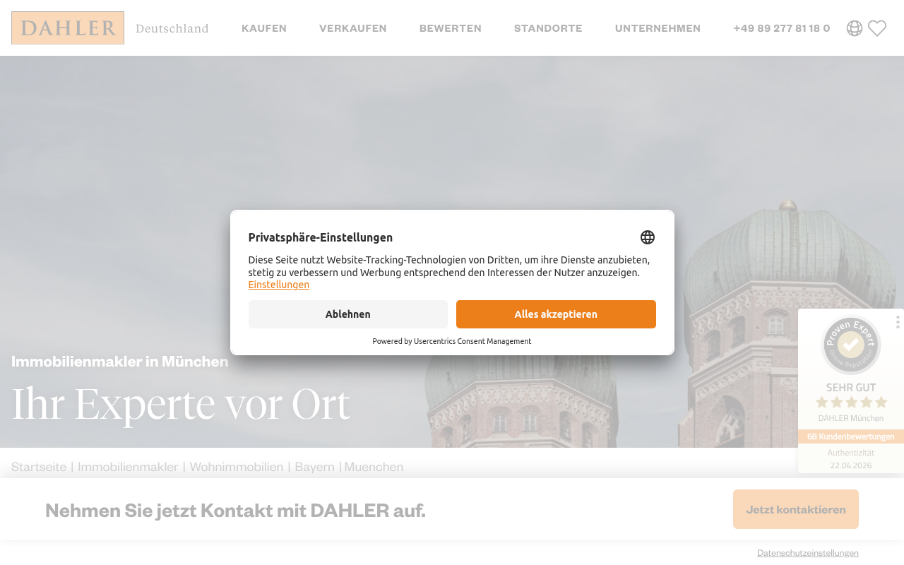 DAHLER München - Immobilienmakler screenshot
