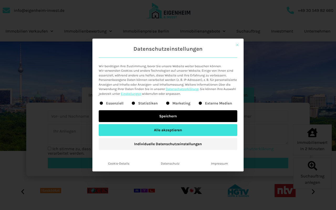 Eigenheim & Invest - Immobilienmakler Berlin screenshot