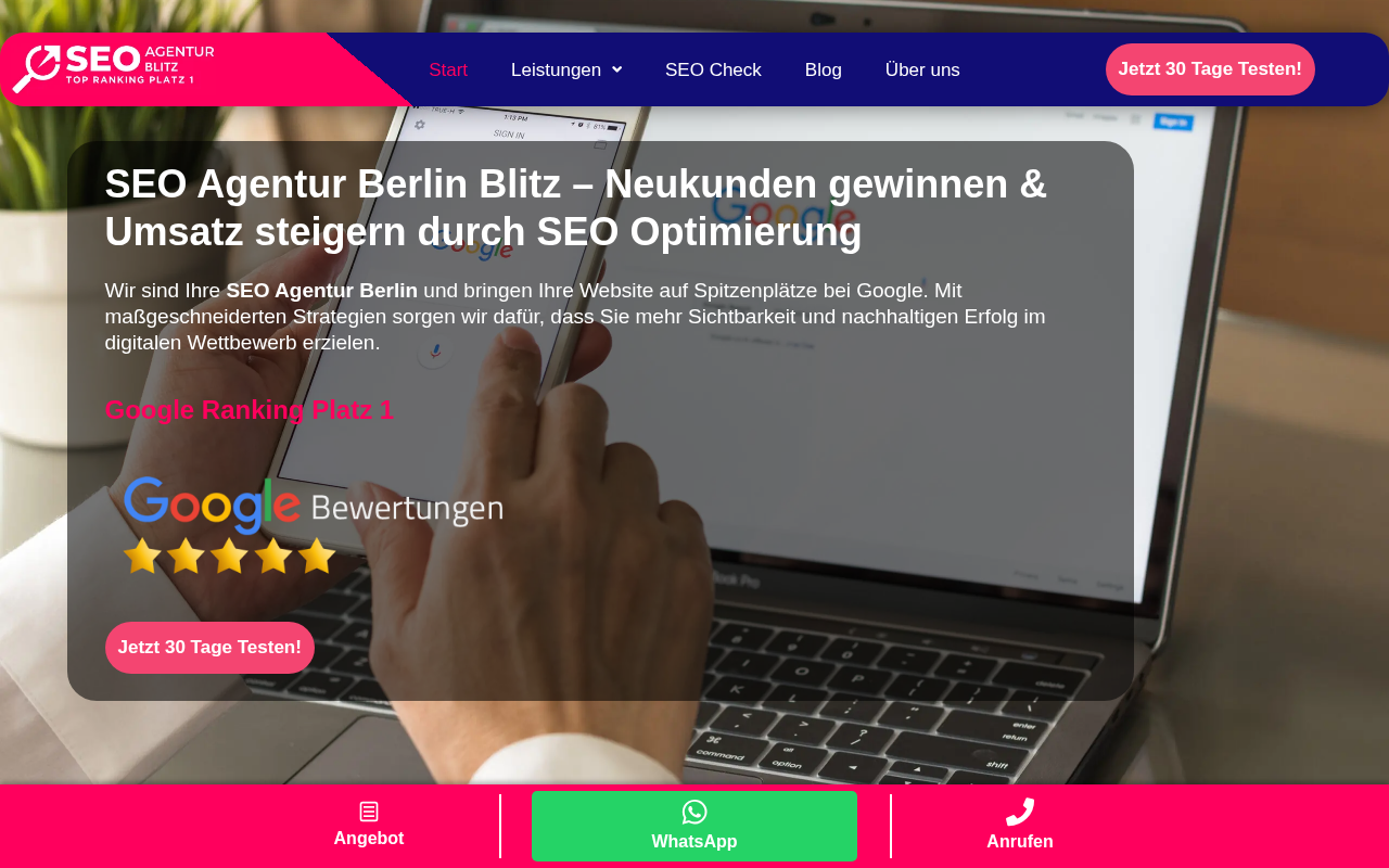 SEO Agentur Berlin Blitz – Suchmaschinenoptimierung & Beratung für Top-Ranking Platz 1 screenshot