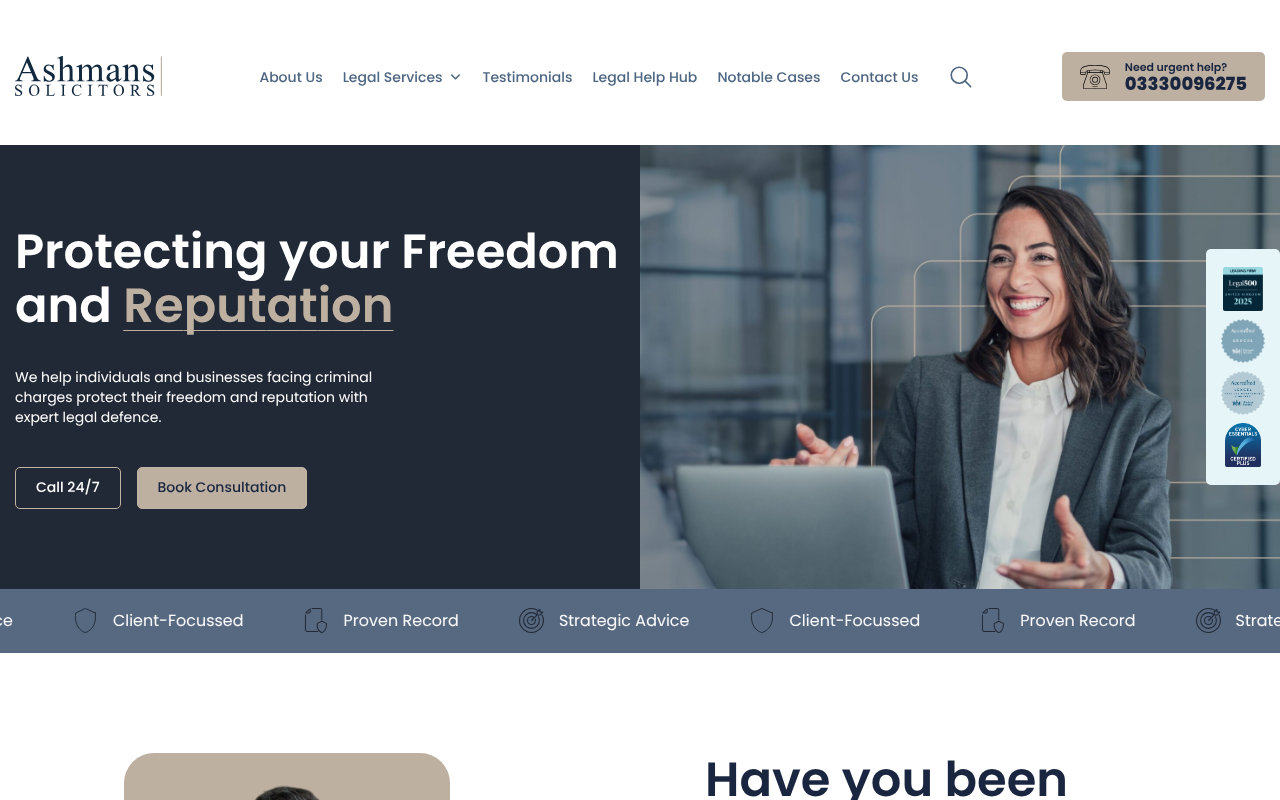 Ashmans Solicitors screenshot
