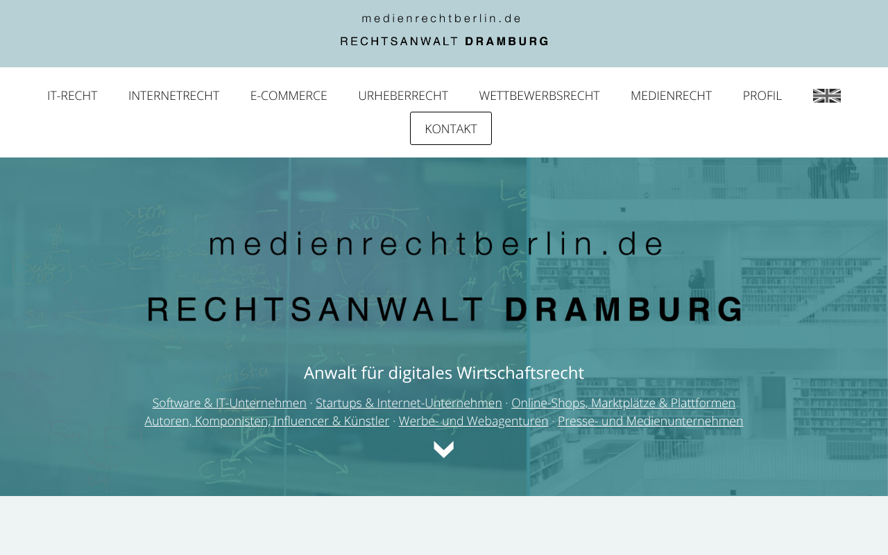 Rechtsanwalt Sebastian Dramburg | Urheberrecht | IT-Recht | Datenschutz | E-Commerce screenshot