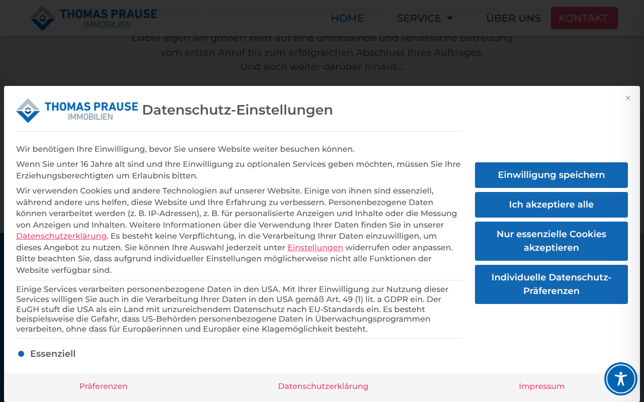 Thomas Prause Immobilien und Hausverwaltung screenshot