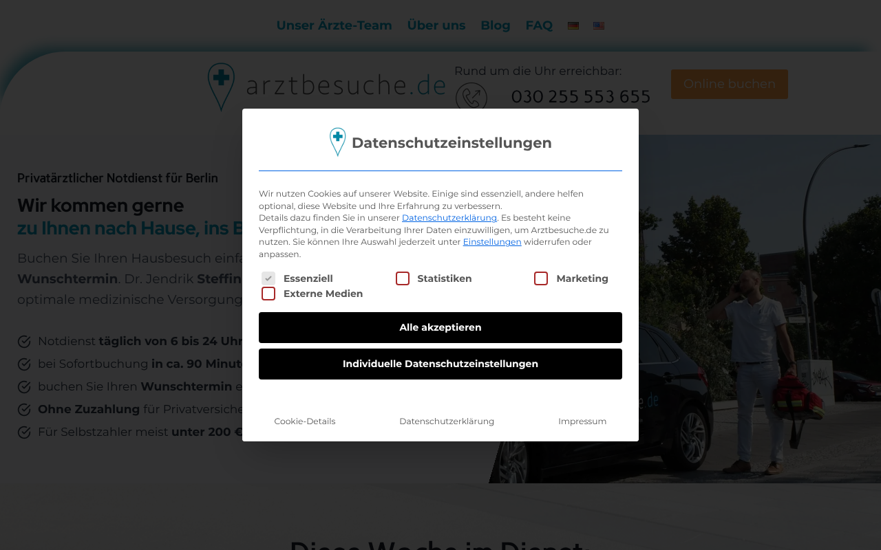 arztbesuche.de - Arzt-Notdienst und Hausbesuche für Berlin screenshot