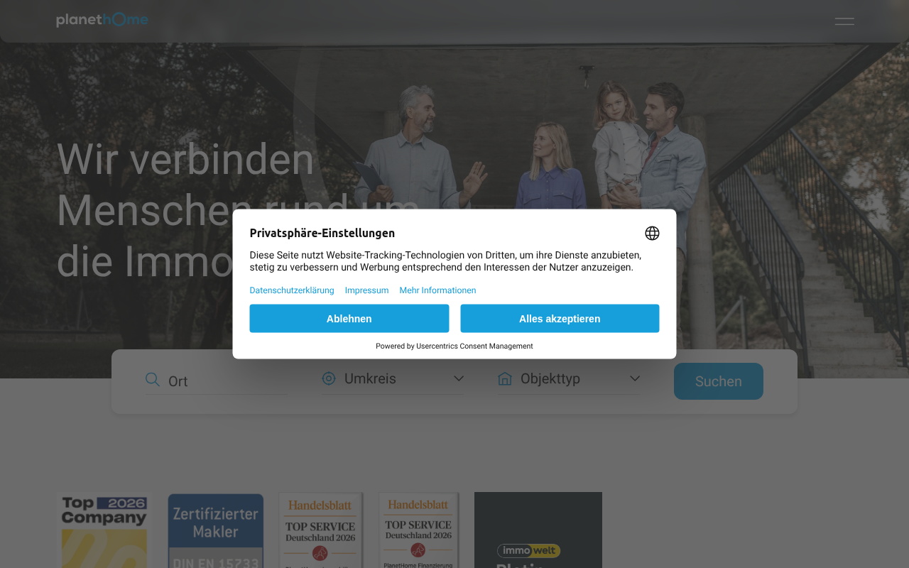 PlanetHome Immobilien München screenshot