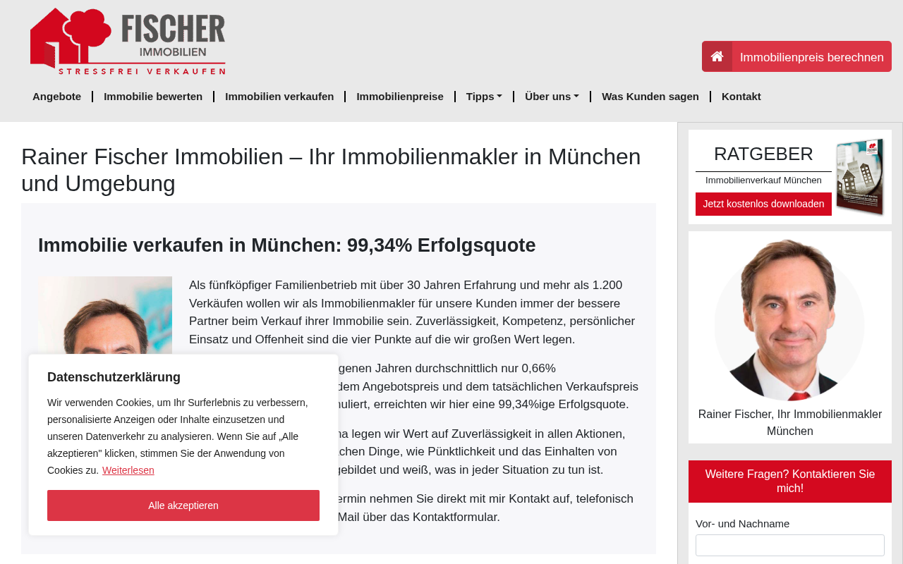 Rainer Fischer Immobilien München screenshot