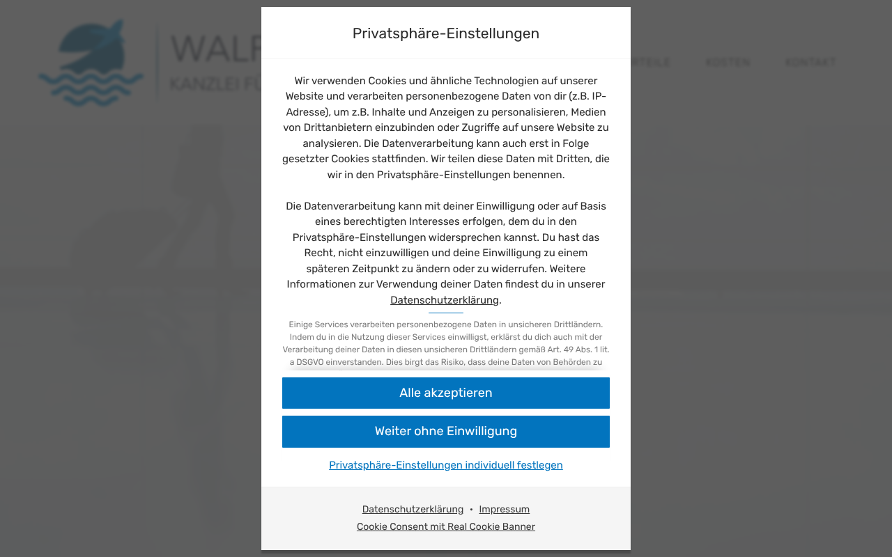 Anwalt für Reiserecht - Rechtsanwalt Walprecht screenshot