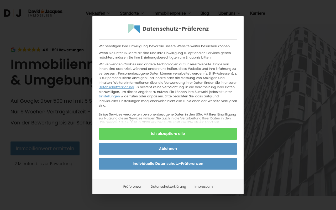David & Jacques Immobilien screenshot