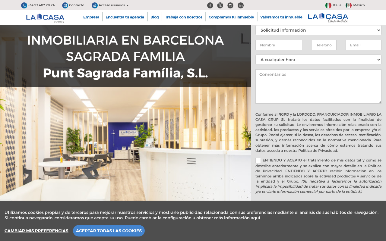 Agencia Inmobiliaria en Sagrada Familia | La Casa Agency screenshot