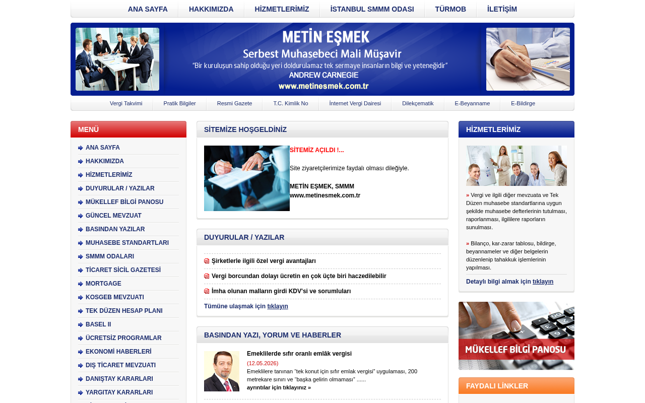 Serbest Muhasebeci Mali Müşavir Metin Eşmek screenshot