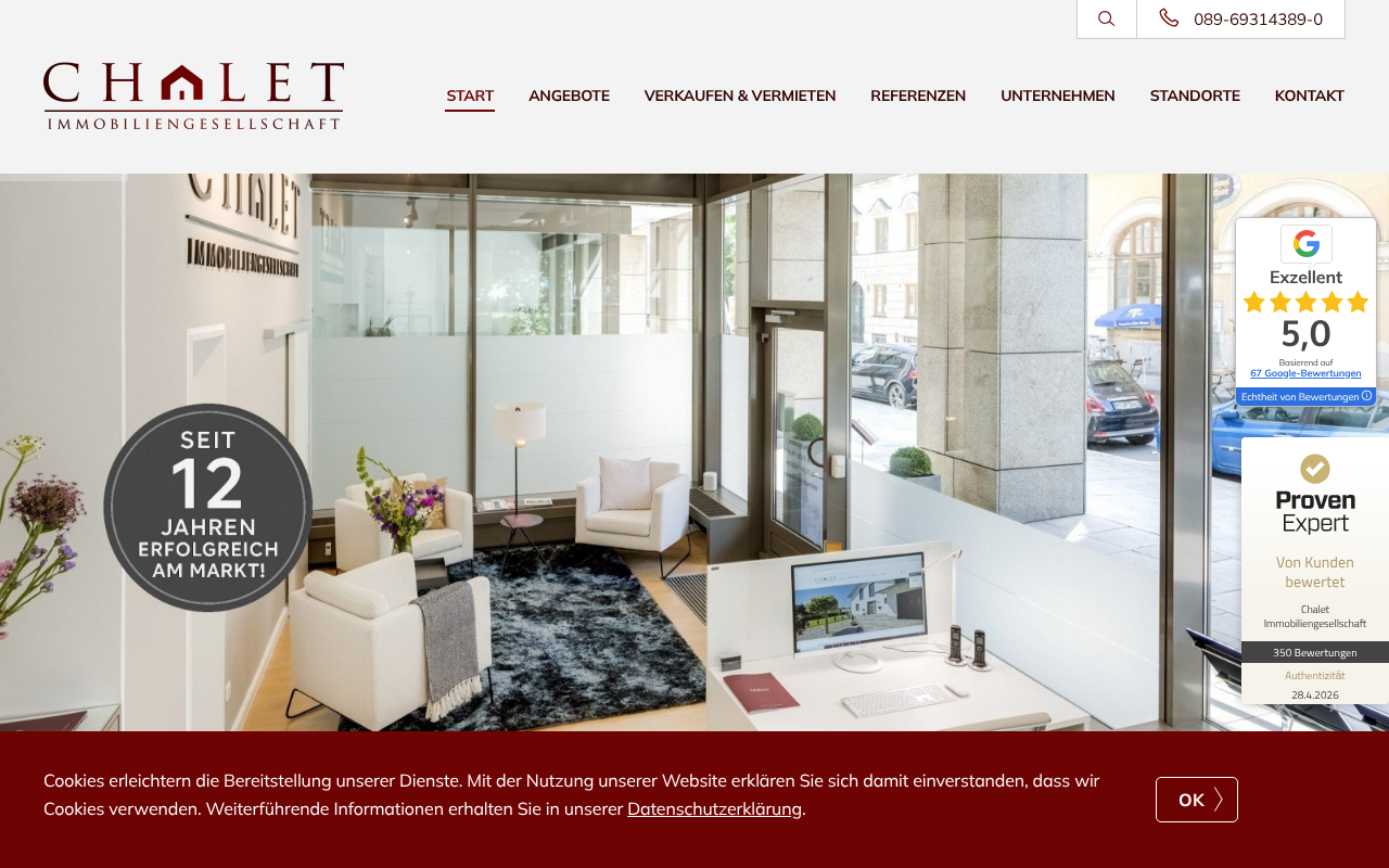 CHALET Immobilien - Immobilienmakler München & Umland - Immobilienverkauf & Immobilienbewertung screenshot