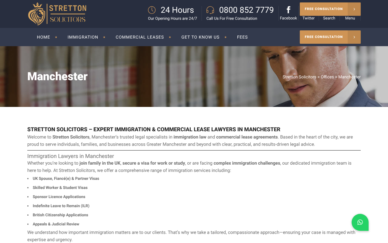 Stretton Solicitors Manchester - Immigration Lawyer & Commercial Lease screenshot